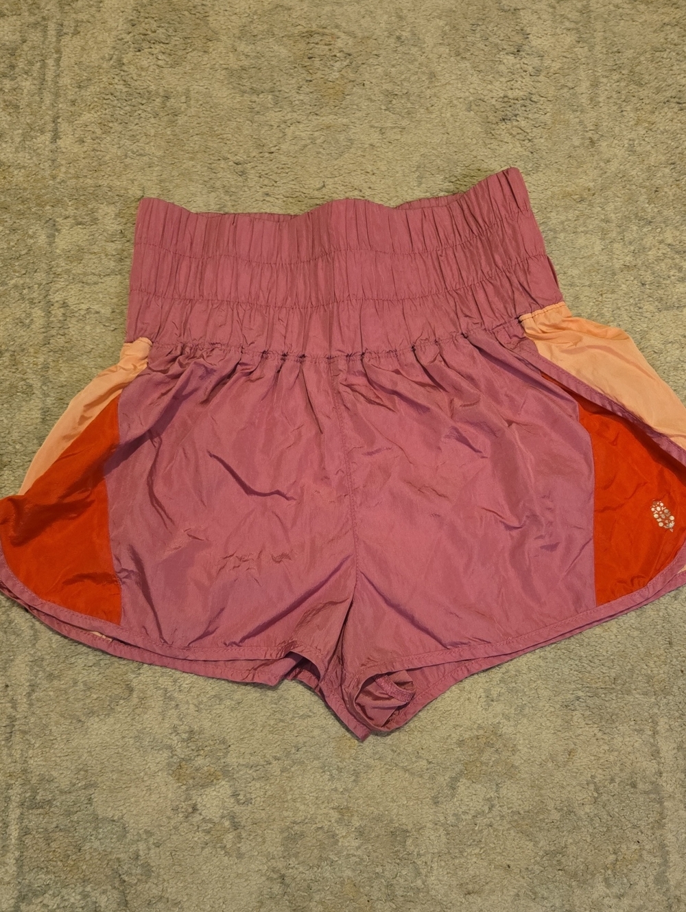 FP Movement by Free People Pink and Peach Athletic Shorts with Red Insets